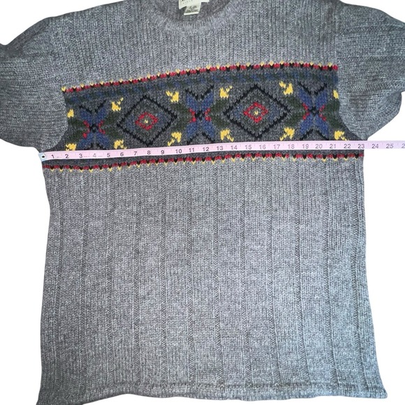 Eddie Bauer Mens Wool Crew Neck Sweater Gray‎ Size Medium Ribbed Y2K Vintage - Picture 5 of 10